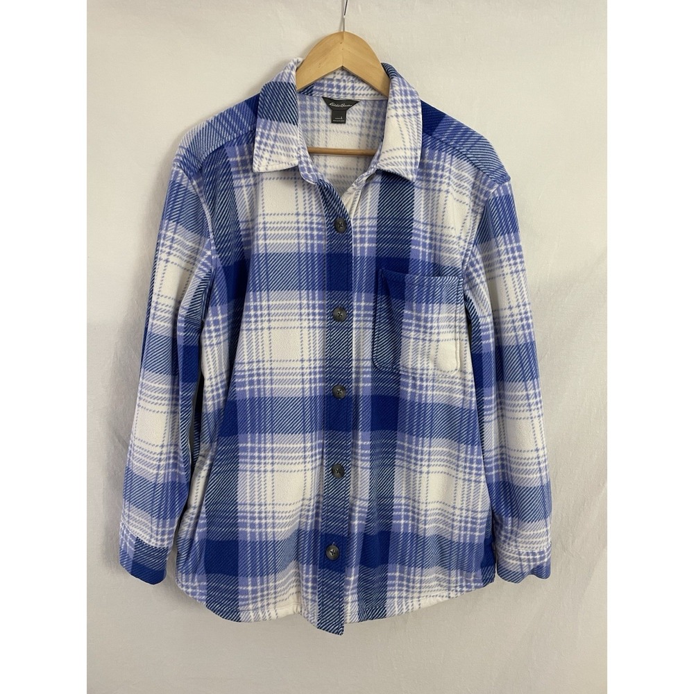 Eddie Bauer Shacket  Jacket Shirt Womens Large L Button Front Pockets Plaid